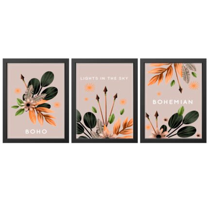 Boho Bloom – Bohemian Botanical Wall Art Set (3 Pieces)